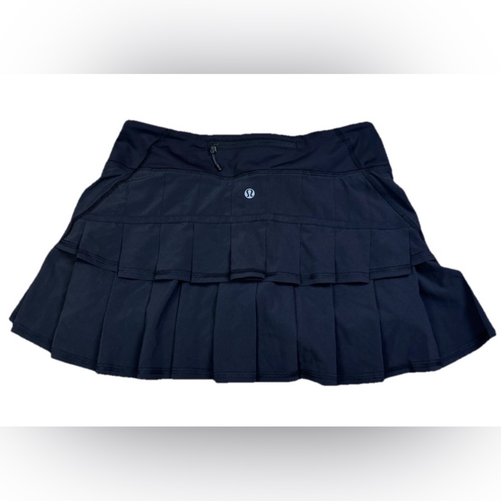 Lululemon Pace Setter Skirt Skort Women’s Sz 4 Black Ruffle Athletic Golf Tennis